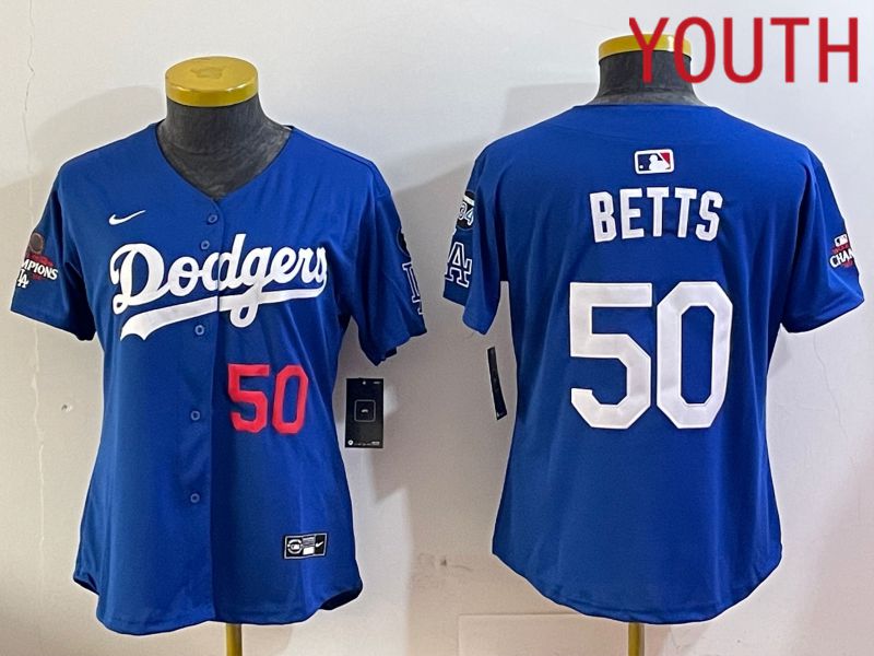 Youth Los Angeles Dodgers #50 Betts Blue Game 2024 Nike MLB Jersey style 12053->youth mlb jersey->Youth Jersey